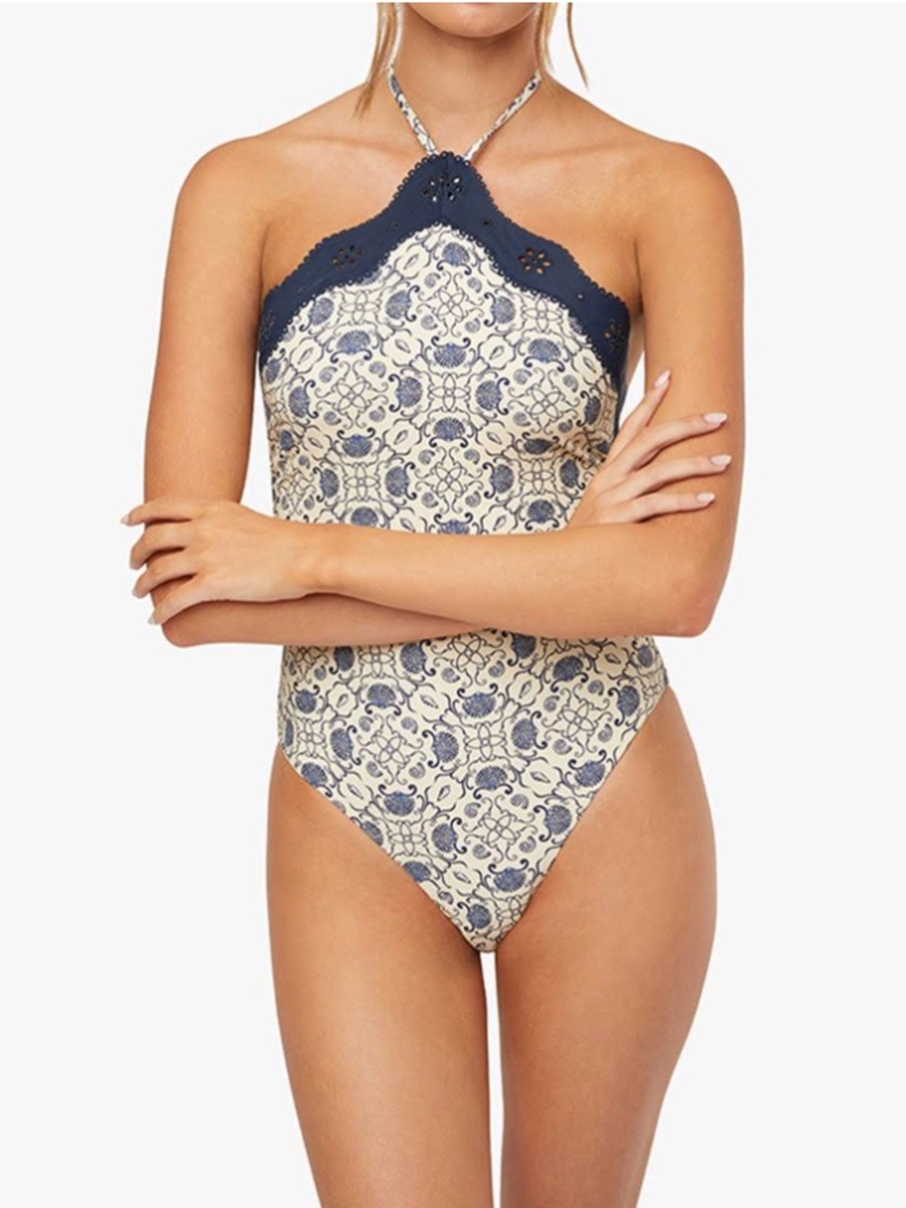 NWT WeWoreWhat Eyelet Halter One Piece